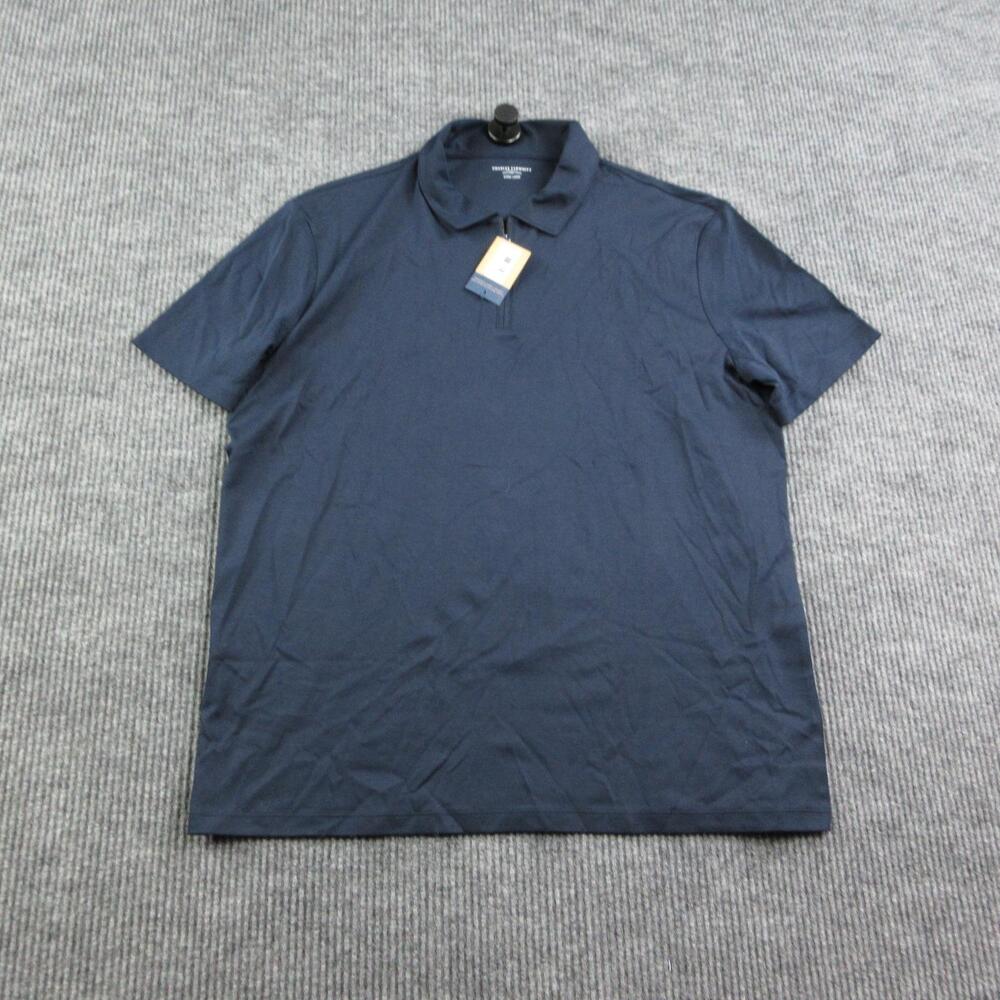 Charles Tyrwhitt Shirt Mens XL Blue 100% Cotton Zip Jersey Short Sleeve Polo NWT